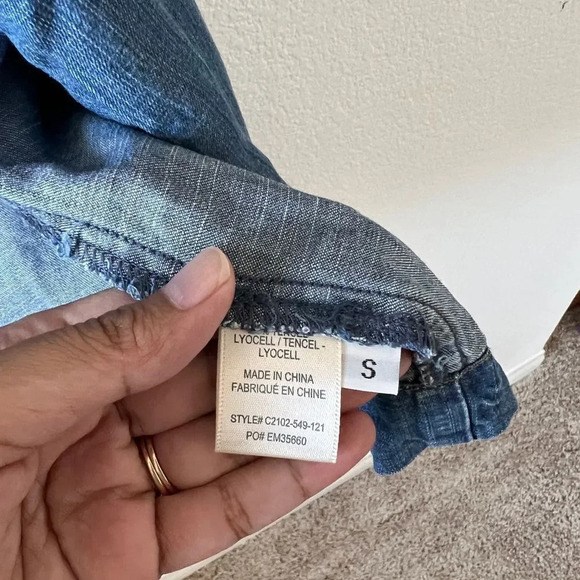 Anthropology Cloth and Stone Open Front Chambray Overshirt Trench Small - Picture 4 of 4